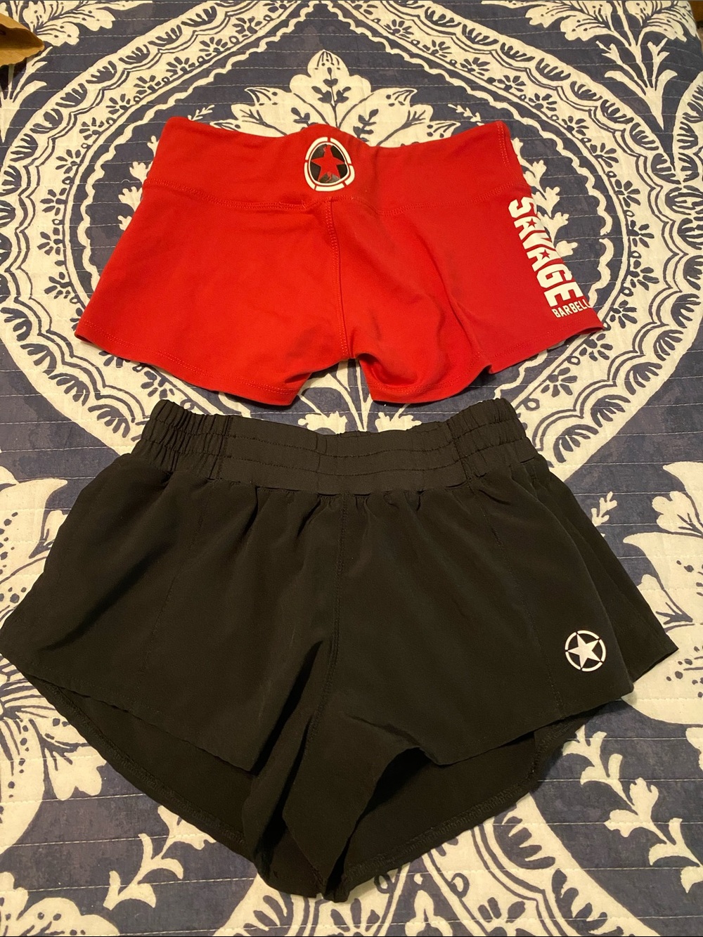SAVAGE Barbell 2 Shorts 1)RARE Black and 2) classic red Women’s Athletic